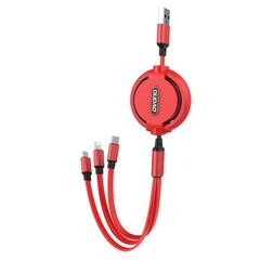 DUDAO Cabo USB 3 em 1 USB-C / Lightning / Micro 2.4A 1.1m L8H - Vermelho