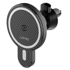 LDNIO Suporte de Carro para Celular com Carregador Indutivo e Anel de Metal 15w MA20 - Preto