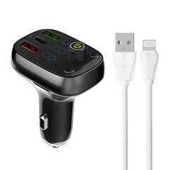 LDNIO USB-C Transmissor Bluetooth FM 2USB / USB / Lightning cable C704Q