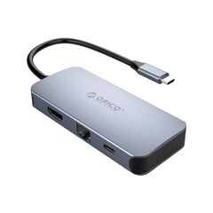 ORICO 6 in1 Adapter Hub HDMI 4K + 3x USB 3.0 + RJ45 + USB-C PD 100W MC-U602P-GY-BP