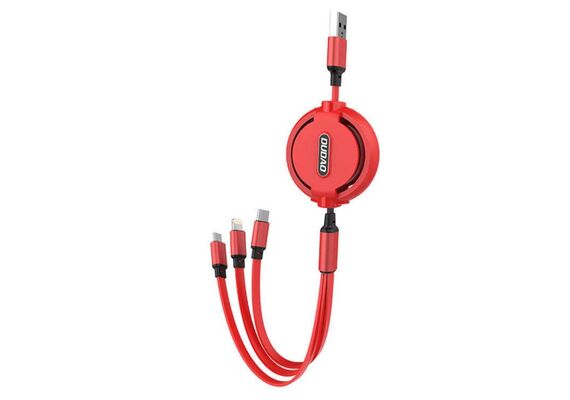 DUDAO Cabo USB 3 em 1 USB-C / Lightning / Micro 2.4A 1.1m L8H - Vermelho DUDAO Cabo USB 3 em 1 USB-C / Lightning / Micro 2.4A 1.1m L8H - Vermelho