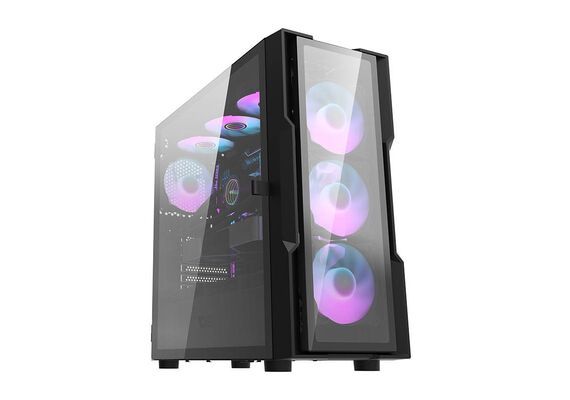 DARKFLASH Cabines de Computador Glass DK431 + fãs x4 - Preto DARKFLASH Cabines de Computador Glass DK431 + fãs x4 - Preto