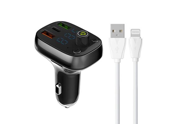 LDNIO USB-C Transmissor Bluetooth FM 2USB / USB / Lightning cable C704Q